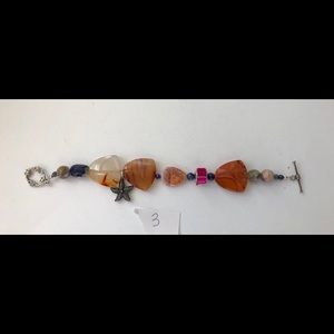 Orange stone beaded bracelet w starfish (#3)